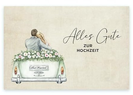 1 edle Hochzeitskarte 12x18cm mit Umschlag, Glückwunschkarte, Klappkarte, Karte zur Hochzeit Hochzeitskarte zum gratulieren Alles Gute Karte Klappkarte