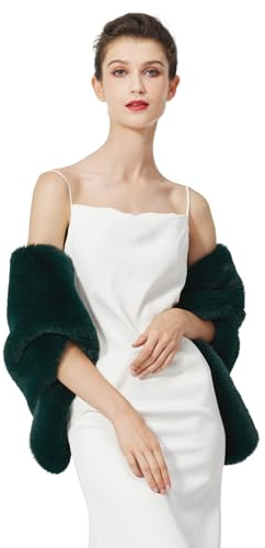 BEAUTELICATE Chal Estola de Pelo Mujer Boleros para Invierno Fiesta Novia Bodas（Verde Oscuro-Actualización）