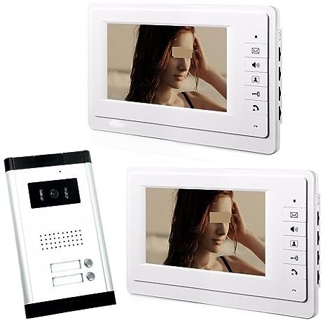 MZZYG Campanello visivo 7 Appartamento Cablato Video Citofono Audio Citofono Campanello Videocitofono Sistema Porta for 2 unità Camere per la Sicurezza Domestica