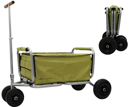 Beachtrekker Life Vikbar rullvagn + parkeringsbroms, vikbar handvagn (gummi däck, olive)