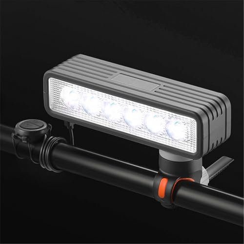 Phares de Vélo avec Klaxon, WASAGA Feux Avant de Vélo à 6 LED avec Klaxon à Distance Filaire et Batterie Intégrée de Grande Capacité pour Un Mode D'éclairage Le Plus Lumineux Pendant 4,5 Heures
