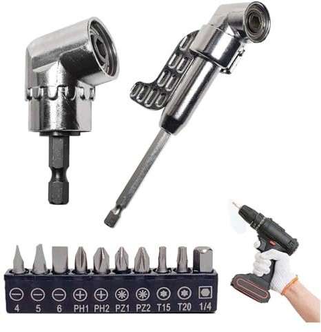 Eckwerkzeug-Schraubennabe mit multifunktionalem gebogenem Schraubendreher-Bit, Eckwerkzeug-Schraubnabe, rechtwinkliger Bohraufsatz, 90-Grad-Bohraufsatz, 360° drehbarer 1/4-Zoll-Winkelschraubendreher