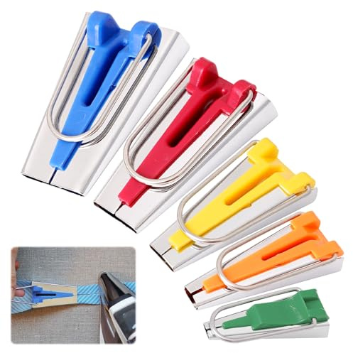 5 PCS Fabric Bias Binding Maker,5 Sizes Bias Tape Maker Bias Binding Tape Maker,Bias Tape Shaper for Sewing and Quilting,Bias Binding Maker for Accessories Clothes Household Clothing Stores