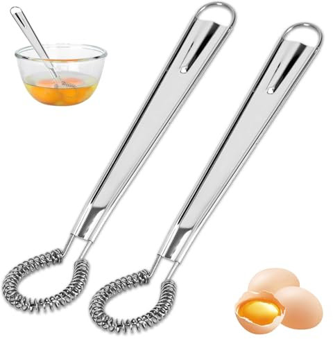 2 fruste in acciaio inox, frusta manuale e frusta manuale a spirale, frullatore a spirale, per cucina, caffè, salsa, latte, cottura al forno, sbattere da cucina