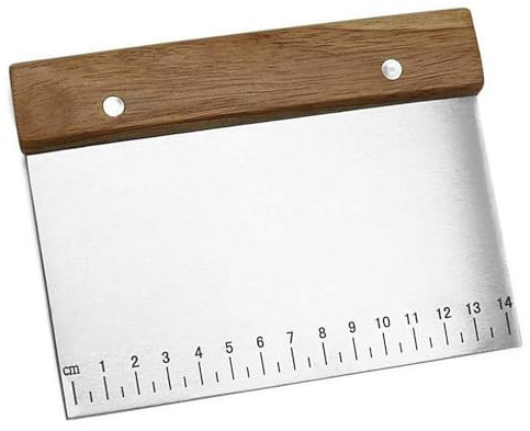 Generic Stainless Steel Pastry Scraper - Dough Bench Scraper Bread Cutter Chopper with Non-Slip Wooden Handle and Measuring Scales