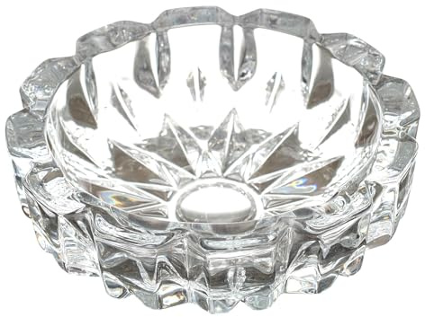HOME DECO FACTORY - TB1123 Cenicero de Cristal Transparente, Diseño Redondeado, Resistente y Duradero, Versátil y Elegante para Fumadores, Fácil de Limpiar, 13,5 cm