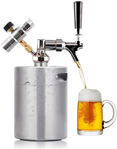 RVIFY doméstico en Bar elaboración casera Mini Barril presurizado Sistema de Barril de Cerveza Grifo de Cerveza Ajustable Kit de Cargador de Grifo Elaboración de Cerveza(8L)