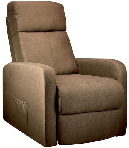 gridinlux® | Sillón Relax Reclinable Manual con Calor Lumbar | Tejido Tela Marrón | 1 Mando| 4 Motores Masaje | Lectura Salón Despacho | Pequeño y fácil de Mover