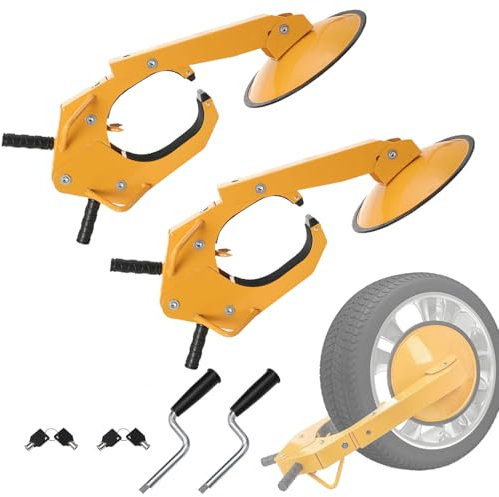 ECUTEE Set di 2 Ganascia Blocca Ruota Antifurto, Immobilizzatore Per Artigli Per Ruote, Universale Artiglio Per Pneumatici Bloccaggio Ruota,Ceppo per Pneumatico Auto con 4 Chiavi