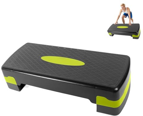 Steppbrett für zuhause, Höhenverstellbar (10-15cm) Stepper Fitness, Aerobic Stepper mit Widerstandsbändern, Rutschfest, Fitnessgeräte für zuhause, 68cm (Grün)