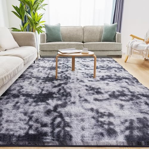 Tapis Salon Tapis Chambre 120X170cm Moelleux à Poils Longs Gris Foncé | Moderne Pour Chambre Garçon/Fille, Etude, Bureau, Antidérapant, Doux Shaggy Élégant