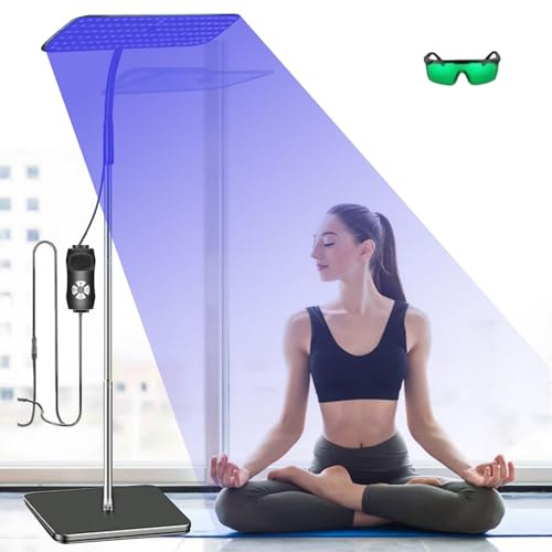 Solarium Für Zuhause,660nm & 850nm Bräunungslampe mit 240 LEDs, Verstellbare Höhe und Winkel, Zeiteinstellungen, 5 Helligkeitsstufen, 3 Modi, Hause Tageslicht für Körper und Gesicht