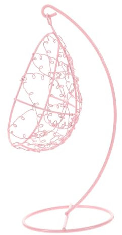 SUPVOX Miniature Patio Hammock Swing Chair for Dollhouse and Garden Decoration, Metal Mini Swing Accessory Suitable for Indoor and Outdoor Hanging, Pink Small Scale Furniture Ornament for Fairy Garden