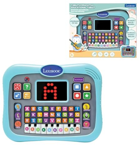 LEXIBOOK, Educational Talking Tablet, JCPAD007i2LXB | English/Spanish, Alphabet, Numbers, Animals, Piano, Interactive quiz modes