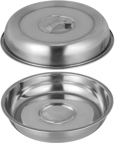 Angoily Tapa de Plato Redonda de Acero Inoxidable 20 CM Campana Protectora para Alimentos 2 Piezas Cubierta para Bistec y Teppanyaki Funda Multiusos para Cocina y Servir