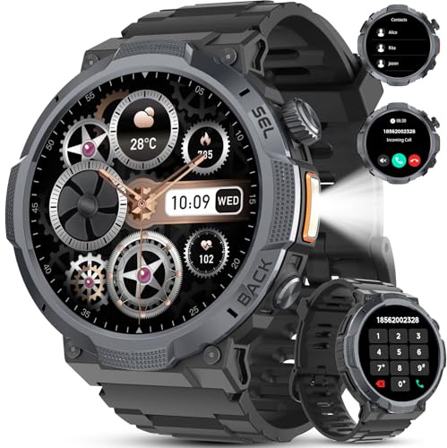 TIMU Orologio Smartwatch Uomo, Schermo AMOLED 1,53, Autonomia 30 Giorni, Orologio Militare Uomo Chiamate Bluetooth, Monitoraggio Frequenza Cardiaca/Sonno, Impermeabile IP68, 110 Modalità Sportive