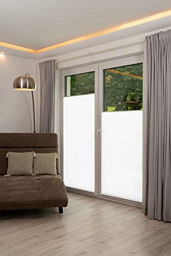 K-home Klemmfix-Plissee Weiß 50 x 130 cm (B x L) Lichtschutz +++ Moderne Crushed Optik +++