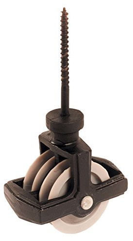 Charles Watson Double Screw Cast Pulley Nylon Wheel, 44mm Black | Fits 6mm diameter rope or wire to set up outdoor washing lines, with the added practical capacity for an extra line.
