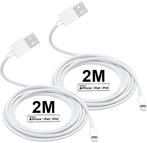 Cargador [Certificado MFi] 2 cables USB a Light -ning de 6FT Cable de carga transferencia de sincronización de datos de Compatible con iPhone 14 13 12 11 Pro Max XS XR X 8 7 iPad