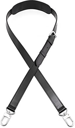 Senral Speedy Bandolera Ajustable de Cuero Negro Viaje Bolso de Hombro Correas para Keepall 50 55 (Correa Negra+Shoulder Pad Silver Clasp)