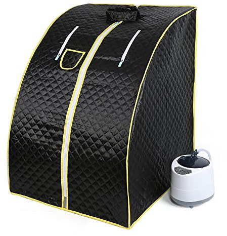 MINGYI Sauna a Vapore Portatile e Pieghevole 1000W con Generatore di Vapore 2,5 Liter, Sedia Pieghevole e Telecomando, 88×76×100cm (nero)