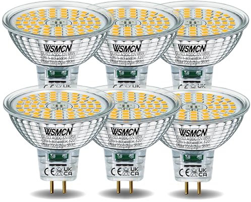 WSMCN GU5.3 MR16 LED Lampadine luce bianca neutra 4000K 6.5W equivalente a 60W alogena, 700LM Lampadina, AC/DC 12V Non-Dimmerabile, angolo del fascio di 120°, Faretto senza sfarfallio, pacco da 6
