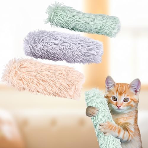Pfotenolymp Cat Katzenminze Kissen - 3er Set - Katzenminze Spielzeug - Polyester and PP Cotton Langlebig, zum Kuscheln und Kauen geeignet - Violett, Orange, Grün 30x10x10cm