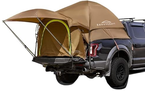 Savvycraft Pickup-LKW-Bettzelt für LKWs in voller Größe, 14 - 15 cm Bett, wasserdicht, P3000 mm, 2-Personen-Doppelschicht, LKW, Bettzelt, Campingzelt, erweiterbare Markise, Regenfliege,