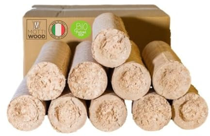 Tronchetti Legno Faggio,10KG, Bricchetti Per Stufe, Caminetti, Forni Pizzeria, 8Pz, Naturale (4 Cartoni)