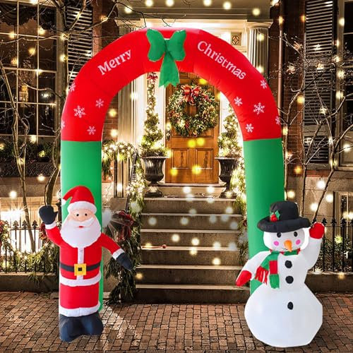 Decoración Inflable Navideña De 7,8 Pies,Arco Navideño,Arco Inflable De Papá Noel,con Luces LED,para Decoración De Fiestas De Césped Y Jardín Navideño Al Aire Libre