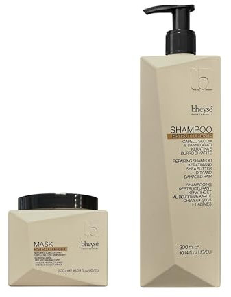 Renée Blanche Kit Shampoo + Maschera ristrutturante per capelli secchi e danneggiati. Burro di karite-cheratina, senza profumo, liquido unisex