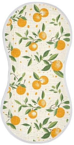 KEIGE 1Pc Orange Fruit Burp Cloth,Unisex Large Absorbent Soft Cotton Muslin Burping Cloths for Newborn Boys Girls,11x22in,A111855