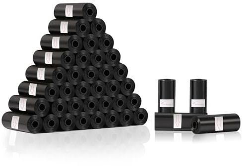 Diboniur 600 Stück Hundekotbeutel, Schwarz kotbeutel für hunde, Robust und auslaufsicher, parfümfrei (40 Rollen, 15 pro Rolle)