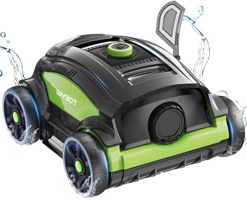 WINNY POOL CLEANER Robot Piscina, 130 Minuti Pulizia, Pulitore Automatico con Indicatore LED, Parcheggio Automatico, Spazzola di Fondo, Aspirapolvere Piscina per Piscina a Fondo Piatto Fino a 100m