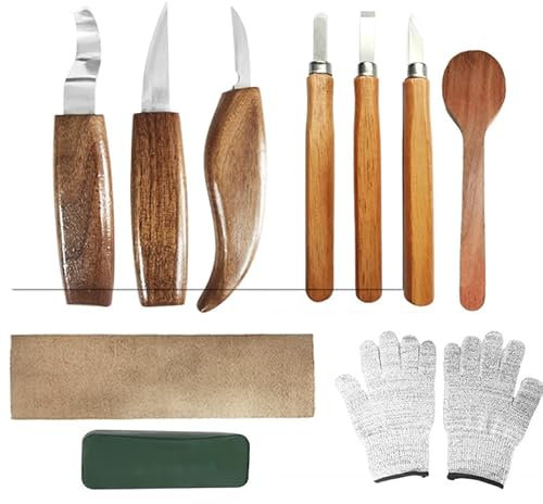 10 pezzi Kit di sgorbie per legno,legno da intaglio,strumenti per intaglio del,Scalpelli per intaglio professionali Coltello Manico sculture Esperti di carpentieri Principianti