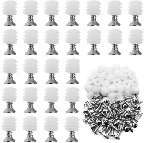 Wjelet Lot de 100 chevilles de charnière en plastique de 10 mm avec vis, chevilles d'extension pour portes d'armoire, réparation de meubles et charnières de porte