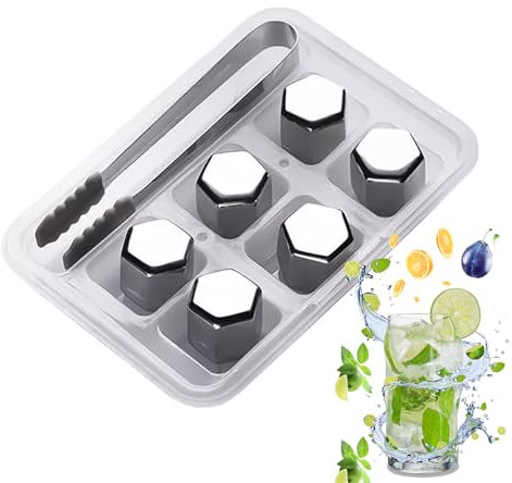 Cubette Di Ghiaccio In Metallo - Pietre Di Raffreddamento In Acciaio Inossidabile Riutilizzabili Per Bevande | Rocce Di Raffreddamento Della Vodka Con Alta Capacità Di Raffreddamento | Whisky E Refrig