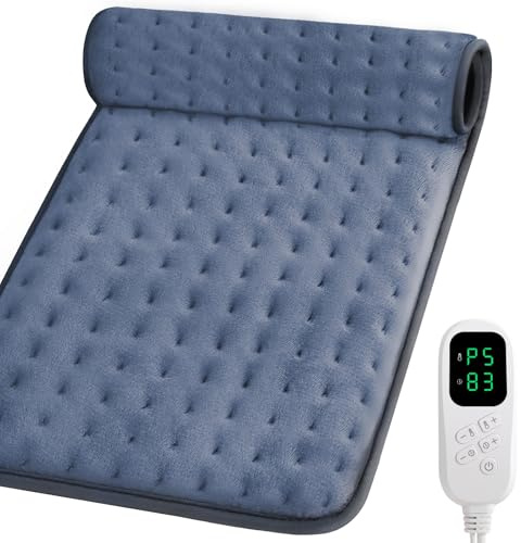 Coussin Chauffant Électrique, avec Arrêt Automatique à 3 Heures et 6 Niveaux de Température, Lavable en Machine, Flanelle Ultra-Douce, Heating Pad Adapté au Dos, au Cou, aux Épaule et à l’Abdomen