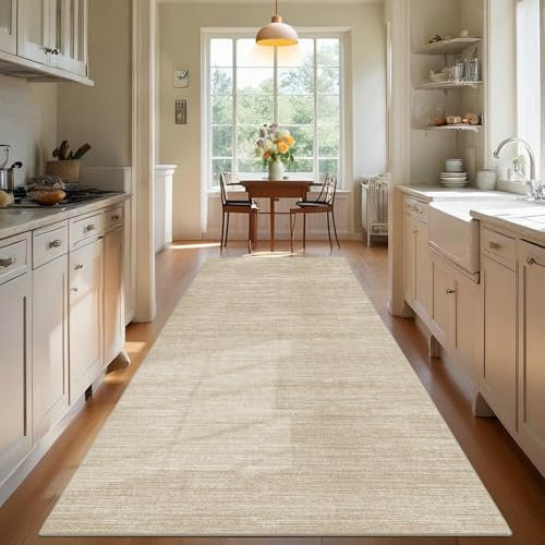TEHWDAIYOU Alfombra de Pasillo y Cocina Lavable Antideslizante Alfombra Corredor Tapete Larga Alfombra para Pasillos Felpudo Entrada Lavadero 40 x 60 cm Moqueta por Metros Alfombra Cocina Beige