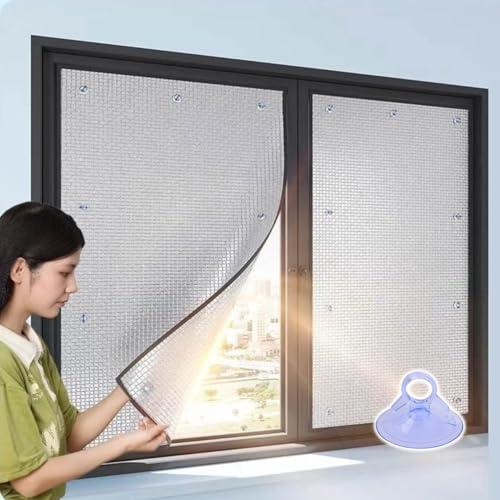 Film Fenetre Occultant Totalement Film de Protection Solaire Anti Chaleur Film Fenetre en Aluminium avec Ventouses Film Opaque Anti-UV pour Bureau,Garage Film Réfléchissant pour Toit Ouvrant(100X300CM