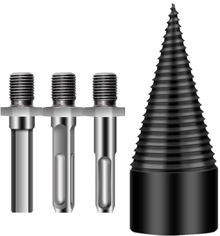 Vesidoloy Fendeur à Bois, Mèche à Bois en Acier pour Fendre les Bûches, Accessoire Détachable Robust pour Activités Extérieur Camping et Ferme