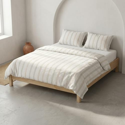 Juego Funda nórdica Cama 150/160 100% algodón - 2 Fundas Almohada 50x85 cm, Rayas Original Color Agua
