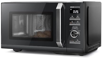 TOSHIBA 26Liter 6-in-1 Air Fry Microwave Combo With Origin Inverter, Chef Defrost, Convection, Combi, Grill, 10 Power Levels, 10 Auto Menus, 900W Microwave,1000W Grill, Black, MW3-AC26SFI(BK)