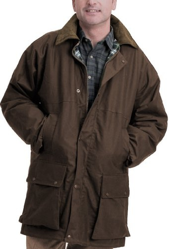 British Quilted Wax Rain Jacket (M, Brown)