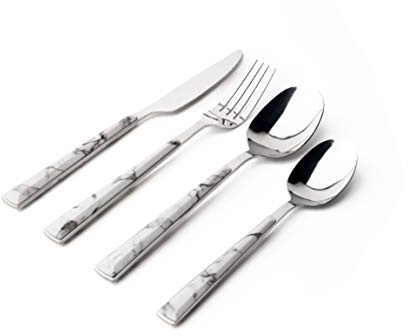 Sabichi 193797 Marble 16pc Stainless Steel Cutlery Set Mirror Polish cA63