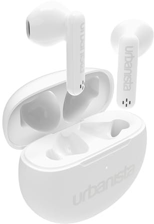 Urbanista Auriculares Inalámbricos, Bluetooth 5.3 In Ear IPX4 Auriculares con Micrófonos Duales, 20H de Reproducción, Controles Táctiles, Estuche de Carga TWS USB C, Austin, Blanco