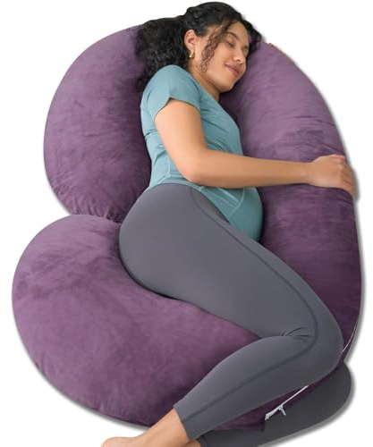 INSEN Pregnancy Pillow,Maternity Body Pillow with Velvet Cover,C Shaped Body Pillow for Sleeping, Purple