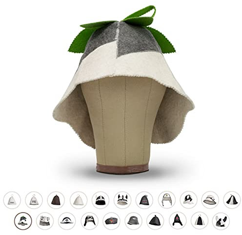 LoFelt® bastuhatt – inklusive basturådgivare – motiv gladgrön – 100 % bomull – filt bastu mössa bastu