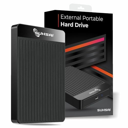 SUHSAI Disco Duro Externo portátil de 2,5 Pulgadas para Copia de Seguridad/Almacenamiento, Disco Duro HDD Delgado de 1 TB Compatible con MacBook, PC, portátil, Escritorio, Chromebook (Negro)