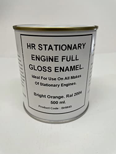 1 x 500ml Pure Bright Orange Ral 2004. Stationary Engine Full Gloss Heat Resistant Enamel Paint